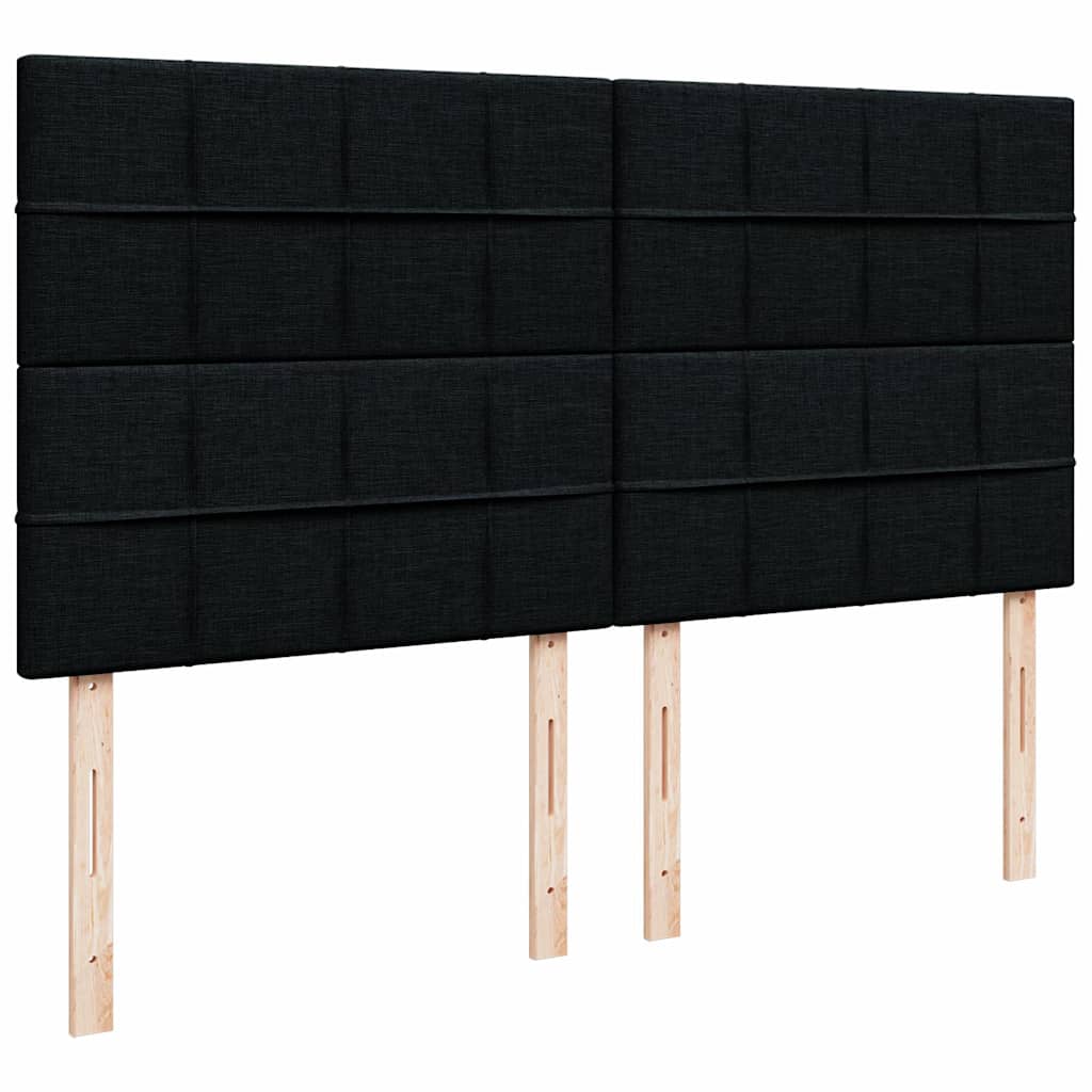 Cadre de lit ottoman avec matelas noir 160x200 cm tissu - XIOS