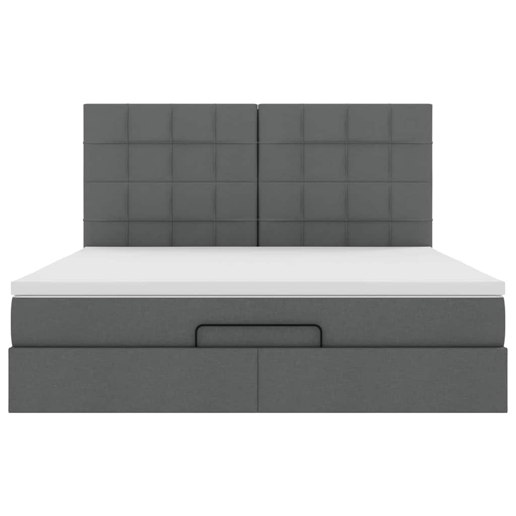 Cadre de lit ottoman avec matelas gris foncé 180x200 cm tissu - XIOS