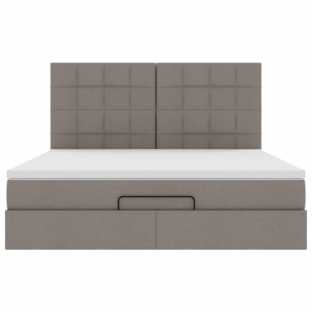 Cadre de lit ottoman avec matelas taupe 180x200 cm tissu - XIOS