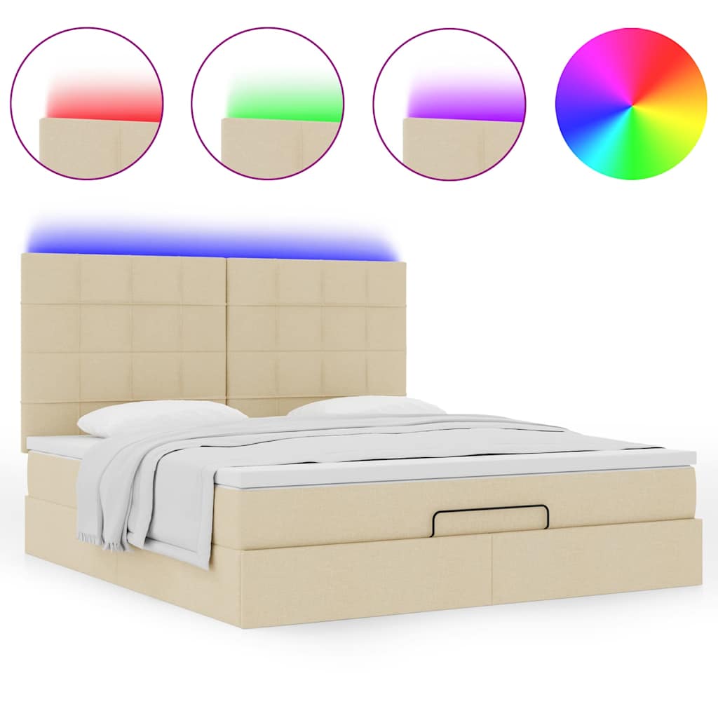 Cadre de lit ottoman avec matelas crème 180x200 cm tissu - XIOS