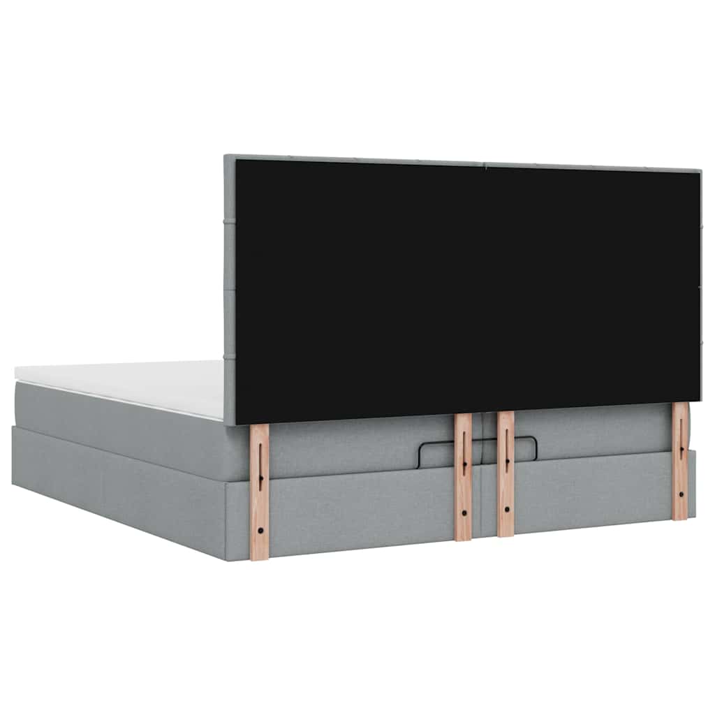 Cadre de lit ottoman et matelas gris clair 200x200cm tissu - XIOS