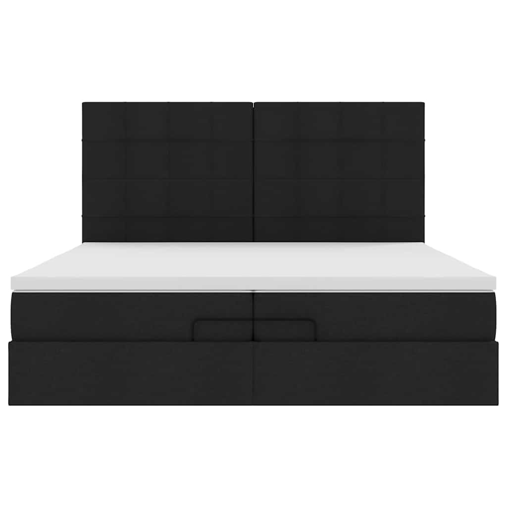 Cadre de lit ottoman avec matelas noir 200x200cm tissu - XIOS
