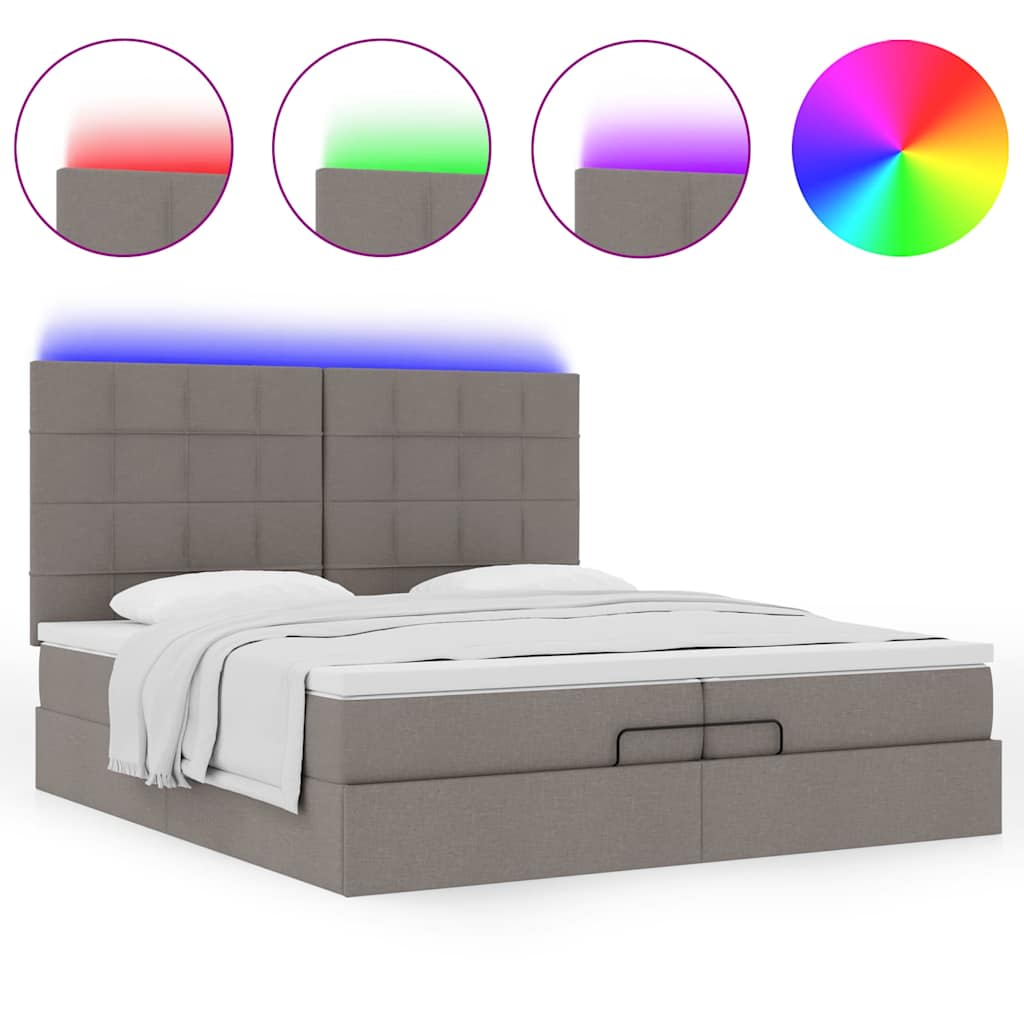 Cadre de lit ottoman avec matelas taupe 200x200cm tissu - XIOS