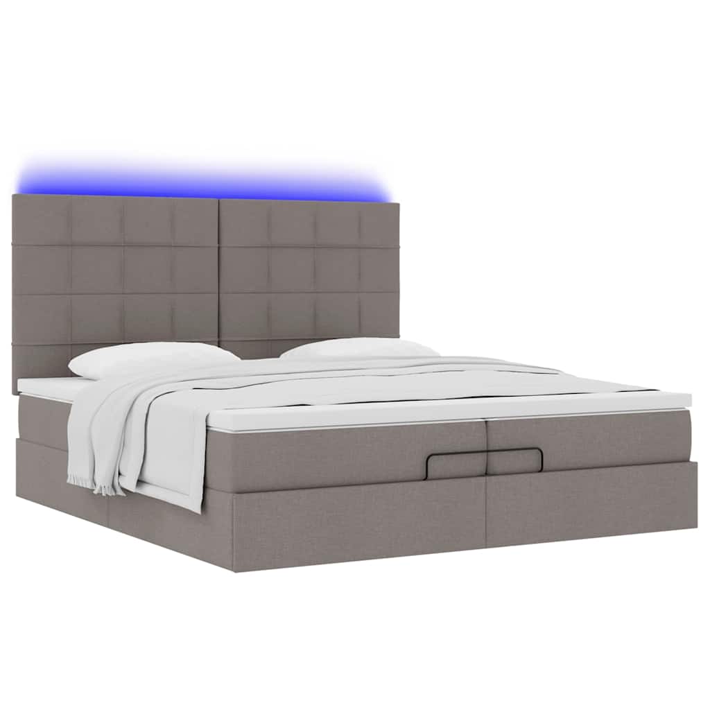 Cadre de lit ottoman avec matelas taupe 200x200cm tissu - XIOS