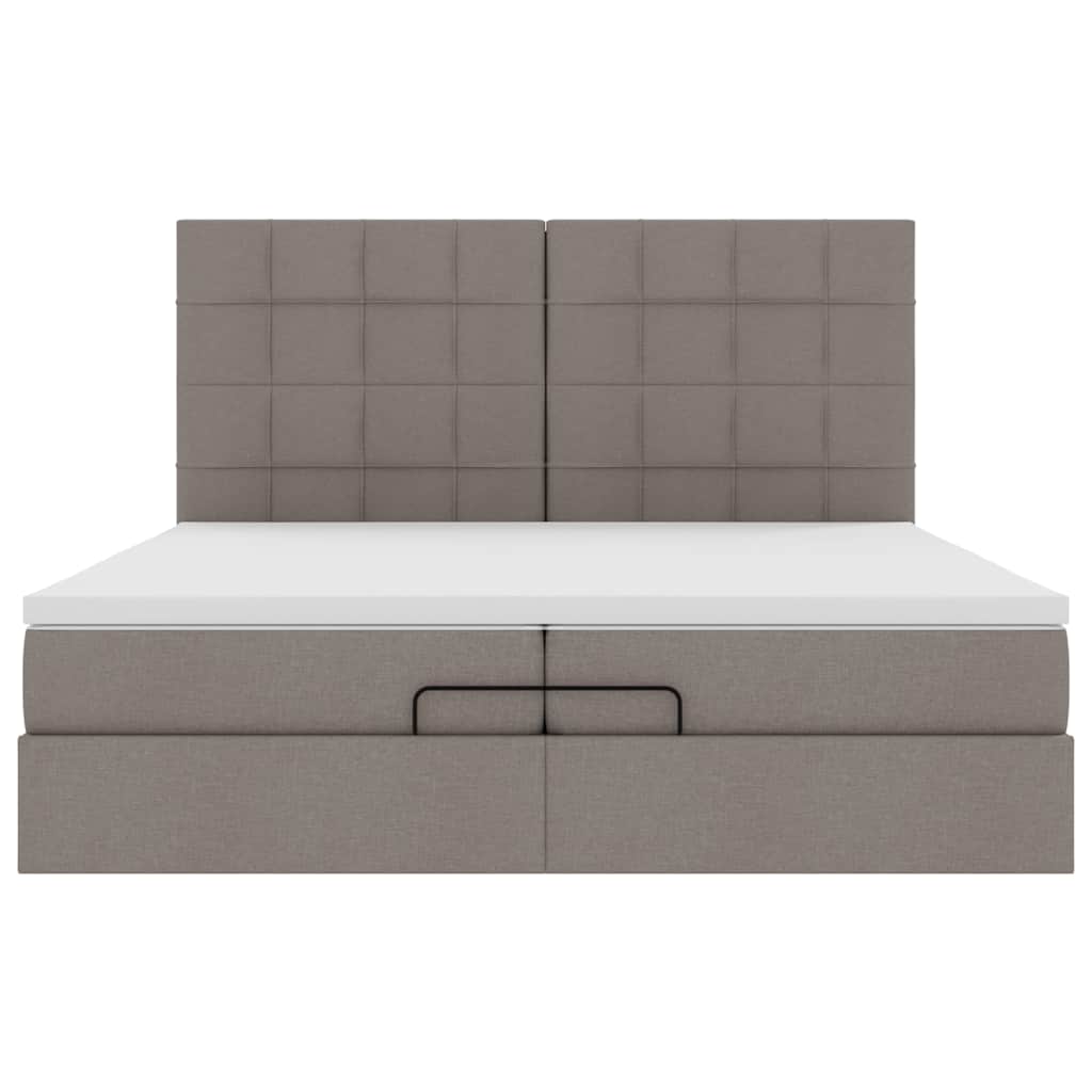 Cadre de lit ottoman avec matelas taupe 200x200cm tissu - XIOS