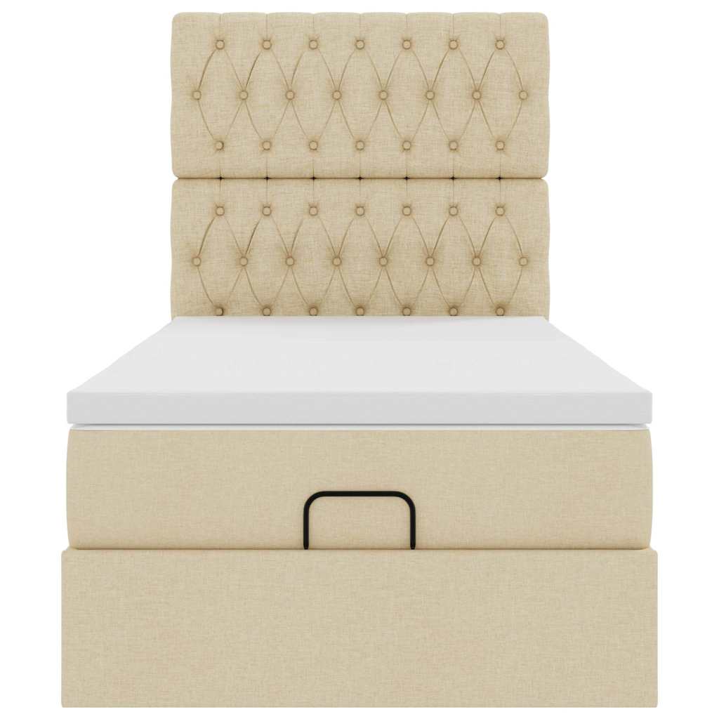 Cadre de lit ottoman avec matelas crème 90x190 cm tissu - XIOS