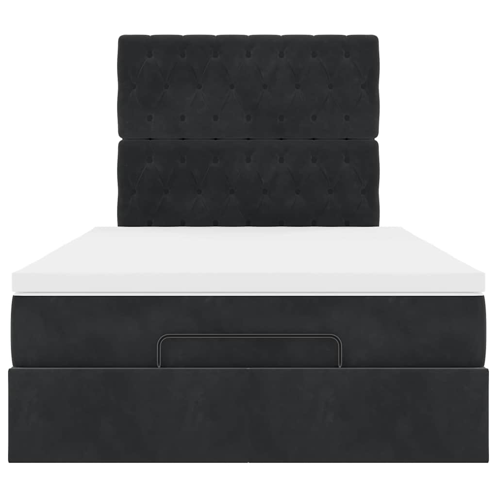 Cadre de lit ottoman avec matelas noir 120x190 cm tissu - XIOS