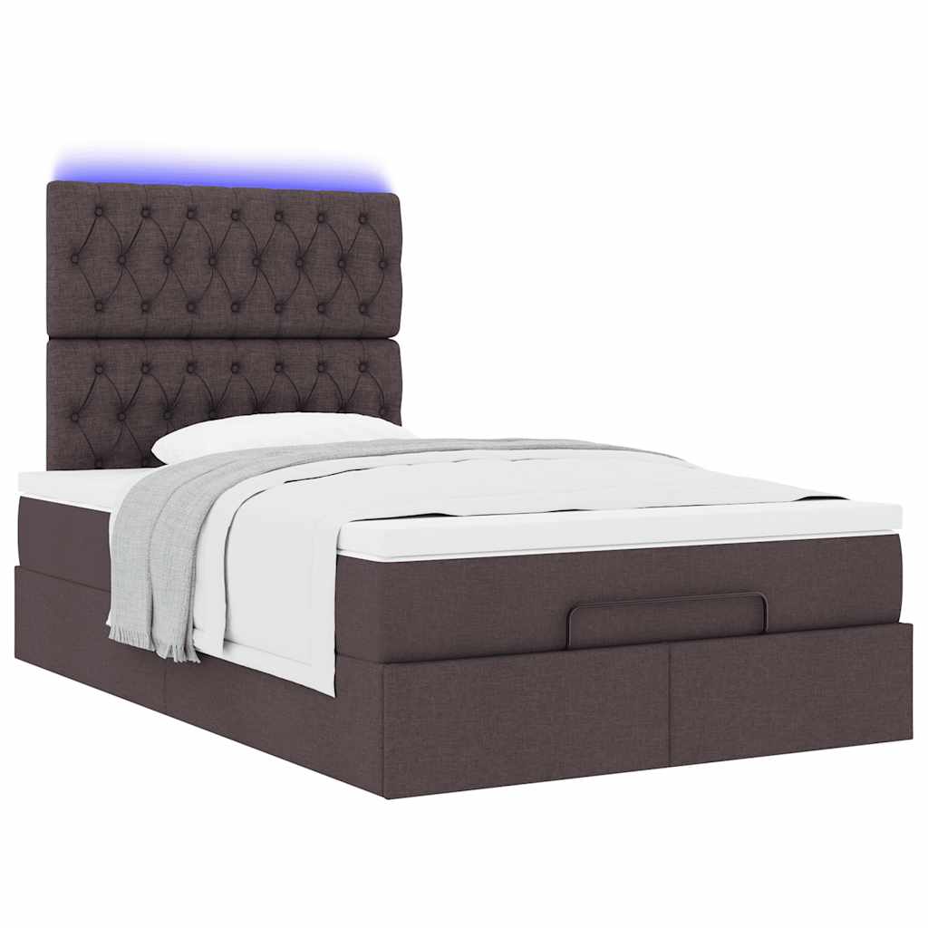 Cadre de lit ottoman avec matelas marron foncé 120x190 cm tissu - XIOS