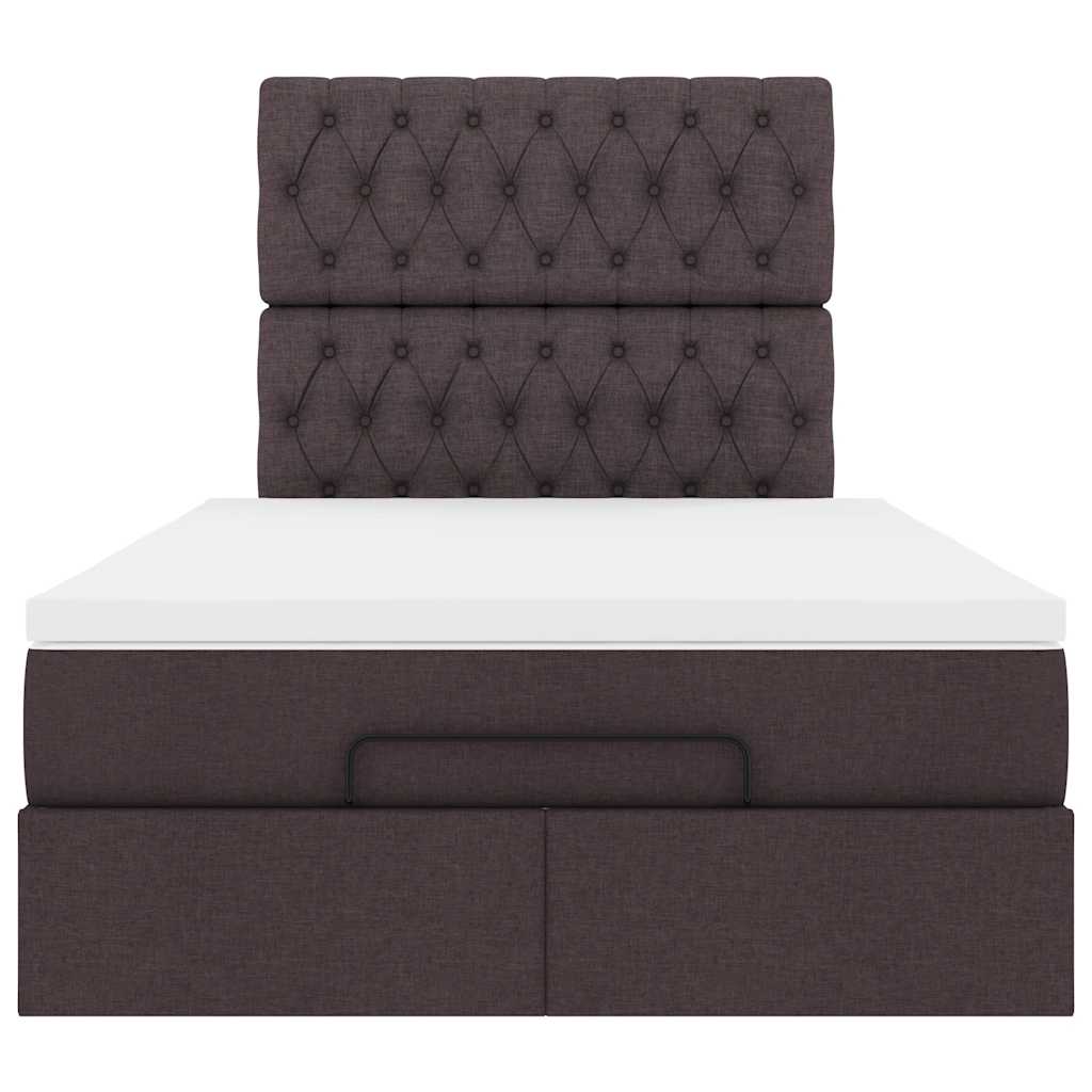 Cadre de lit ottoman avec matelas marron foncé 120x190 cm tissu - XIOS