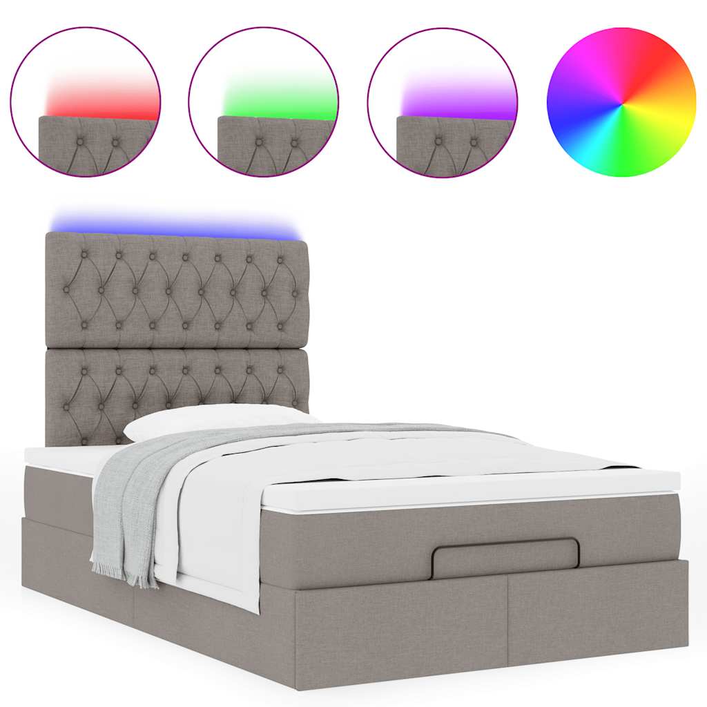 Cadre de lit ottoman avec matelas taupe 120x190 cm tissu - XIOS