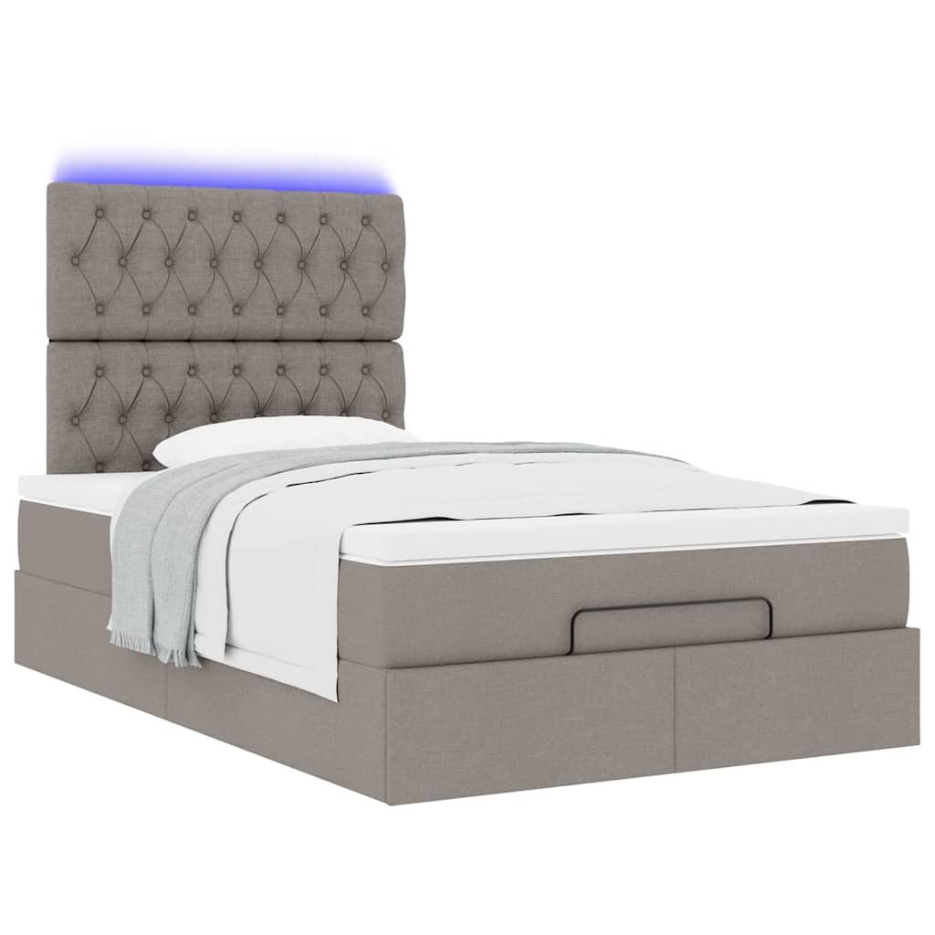 Cadre de lit ottoman avec matelas taupe 120x190 cm tissu - XIOS
