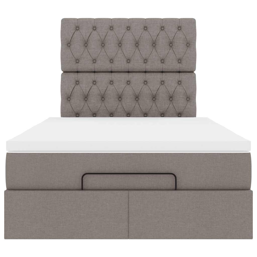 Cadre de lit ottoman avec matelas taupe 120x190 cm tissu - XIOS