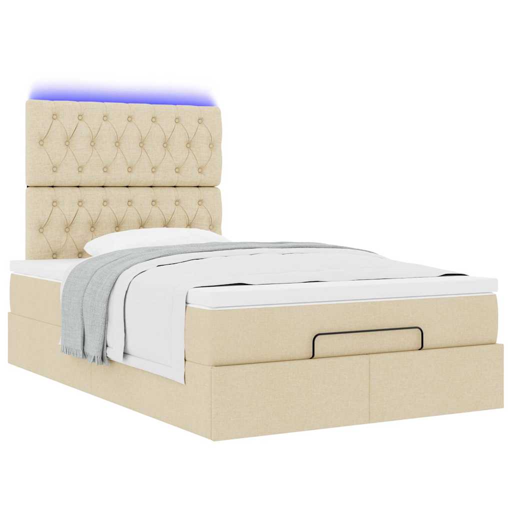 Cadre de lit ottoman avec matelas crème 120x190 cm tissu - XIOS