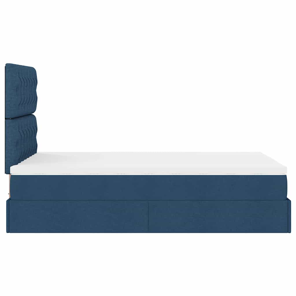Cadre de lit ottoman avec matelas bleu 120x190 cm tissu - XIOS