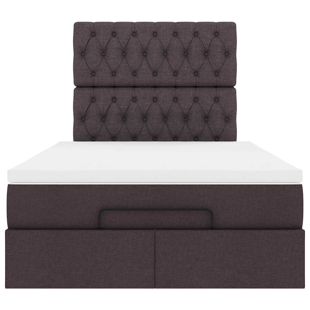 Cadre de lit ottoman avec matelas marron foncé 120x200 cm tissu - XIOS