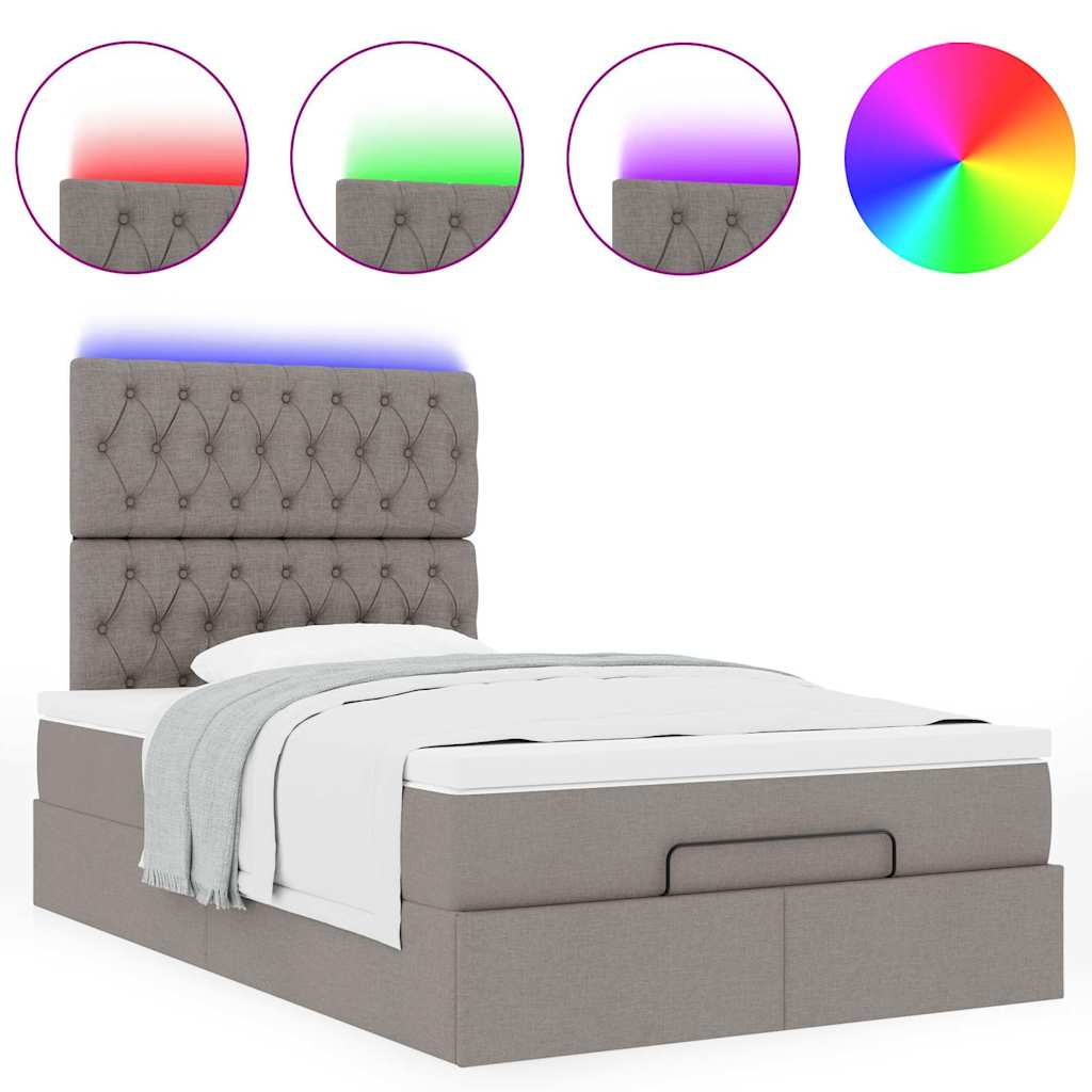 Cadre de lit ottoman avec matelas taupe 120x200 cm tissu - XIOS