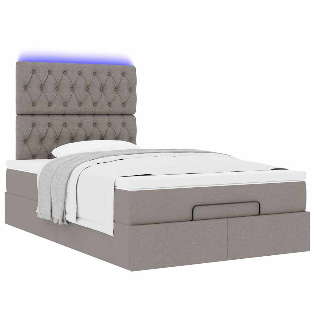 Cadre de lit ottoman avec matelas taupe 120x200 cm tissu - XIOS