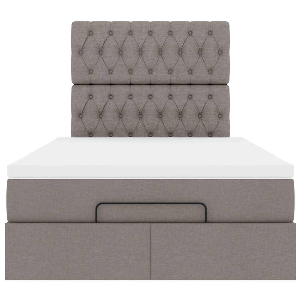 Cadre de lit ottoman avec matelas taupe 120x200 cm tissu - XIOS