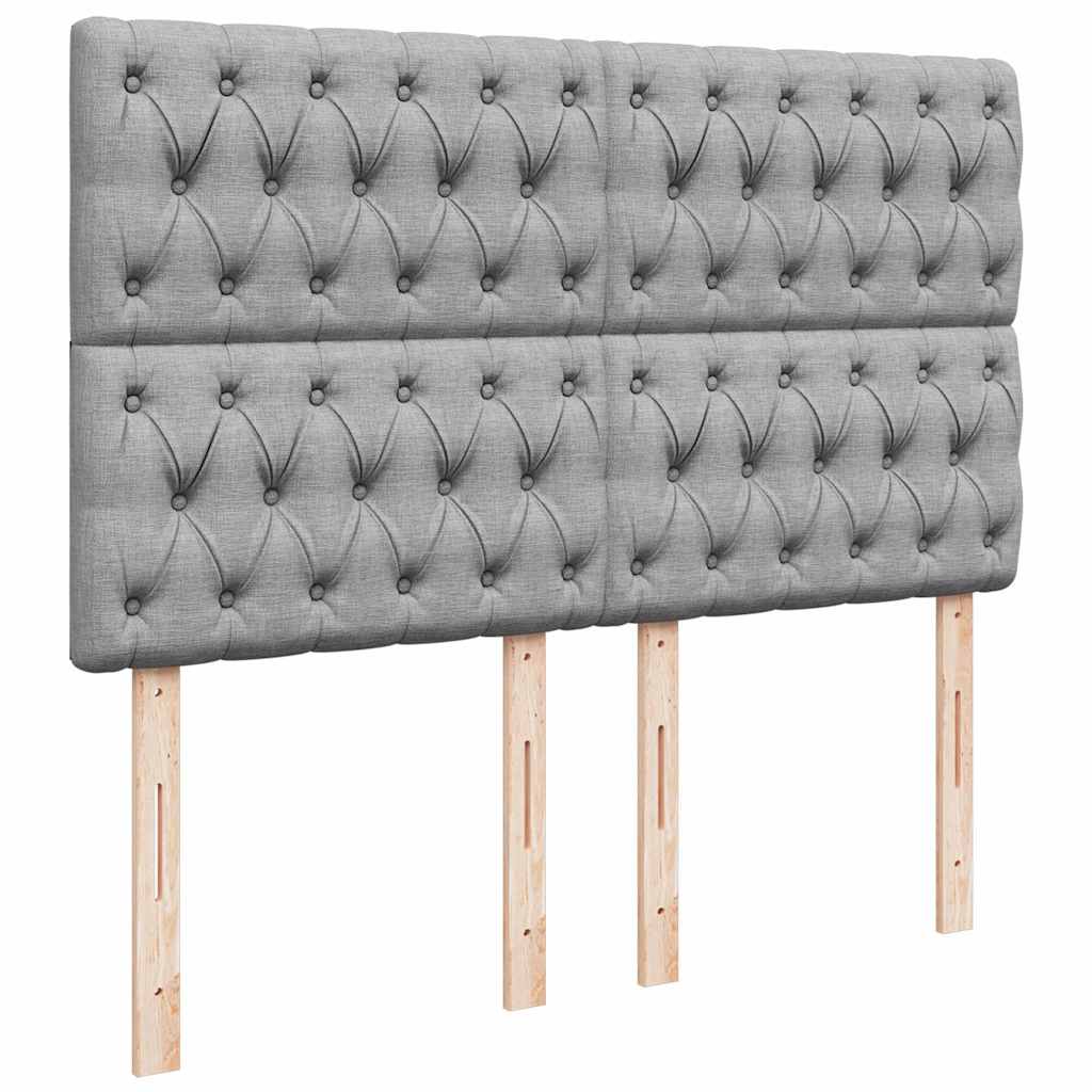 Cadre de lit ottoman et matelas gris clair 140x190 cm tissu - XIOS