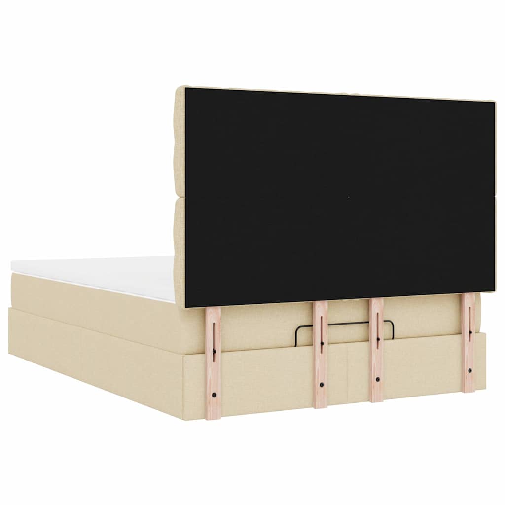 Cadre de lit ottoman avec matelas crème 140x190 cm tissu - XIOS