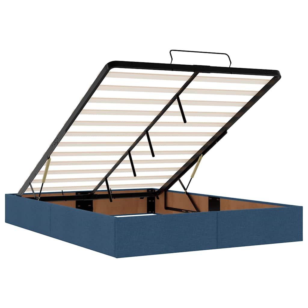 Cadre de lit ottoman avec matelas bleu 140x190 cm tissu - XIOS