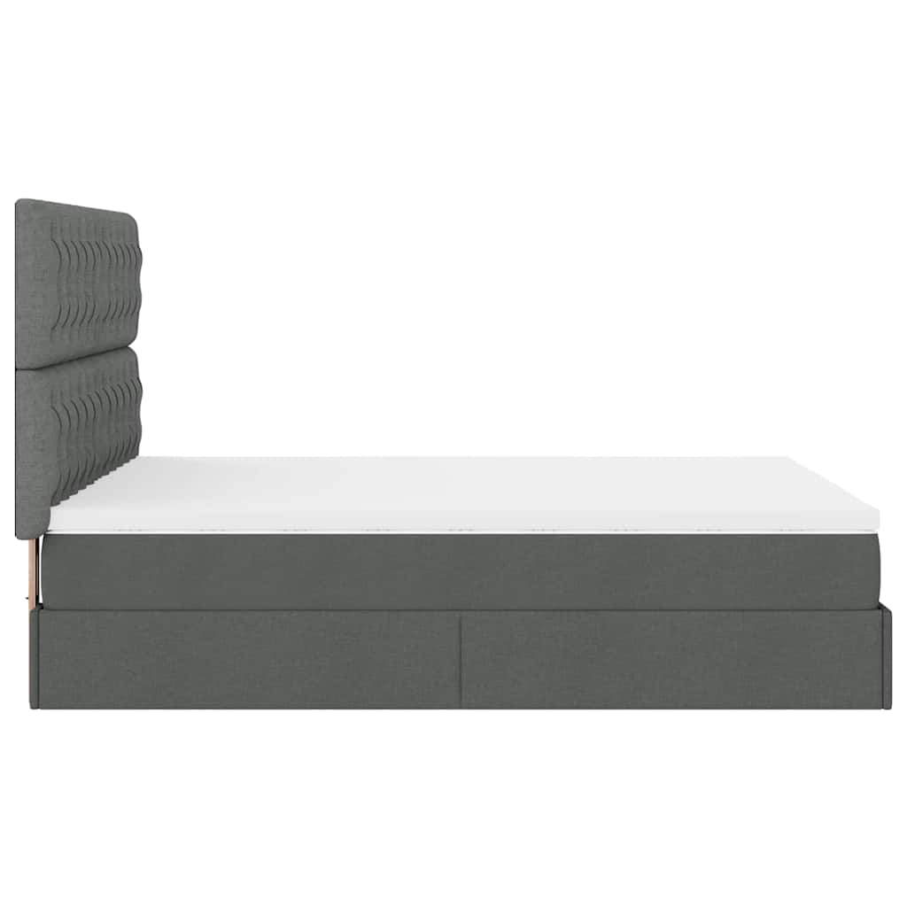 Cadre de lit ottoman avec matelas gris foncé 140x200 cm tissu - XIOS