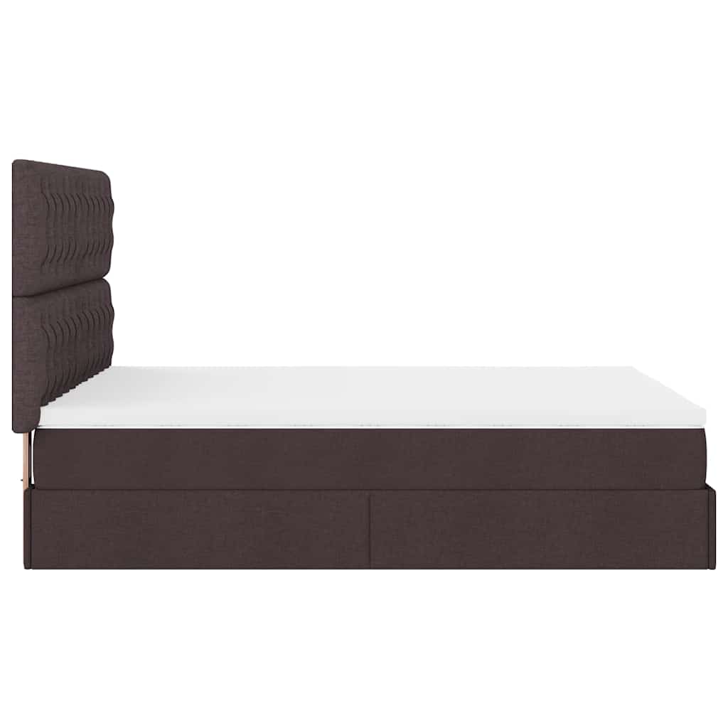 Cadre de lit ottoman avec matelas marron foncé 140x200 cm tissu - XIOS