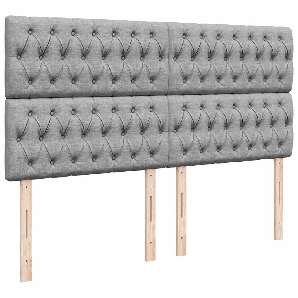 Cadre de lit ottoman et matelas gris clair 160x200cm tissu - XIOS