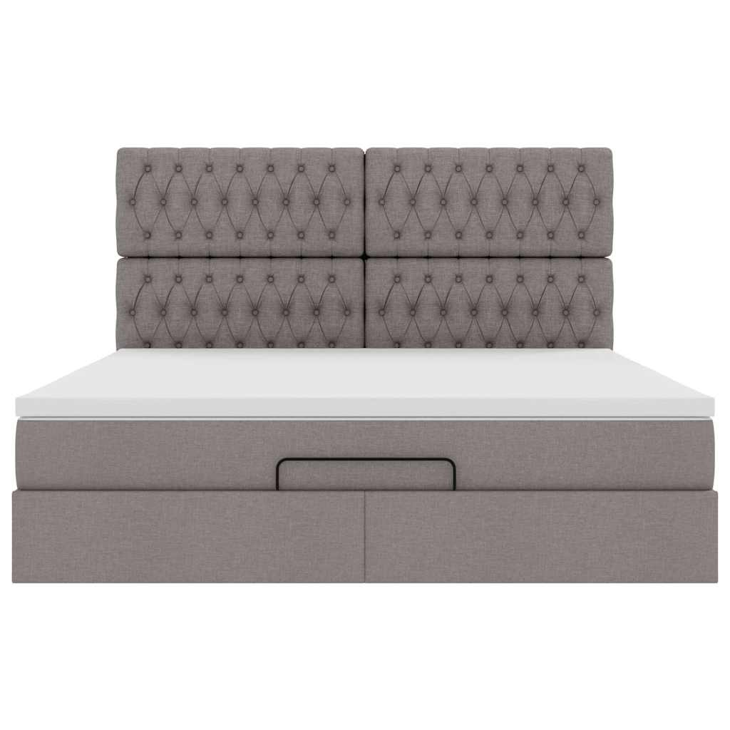Cadre de lit ottoman avec matelas taupe 160x200 cm tissu - XIOS