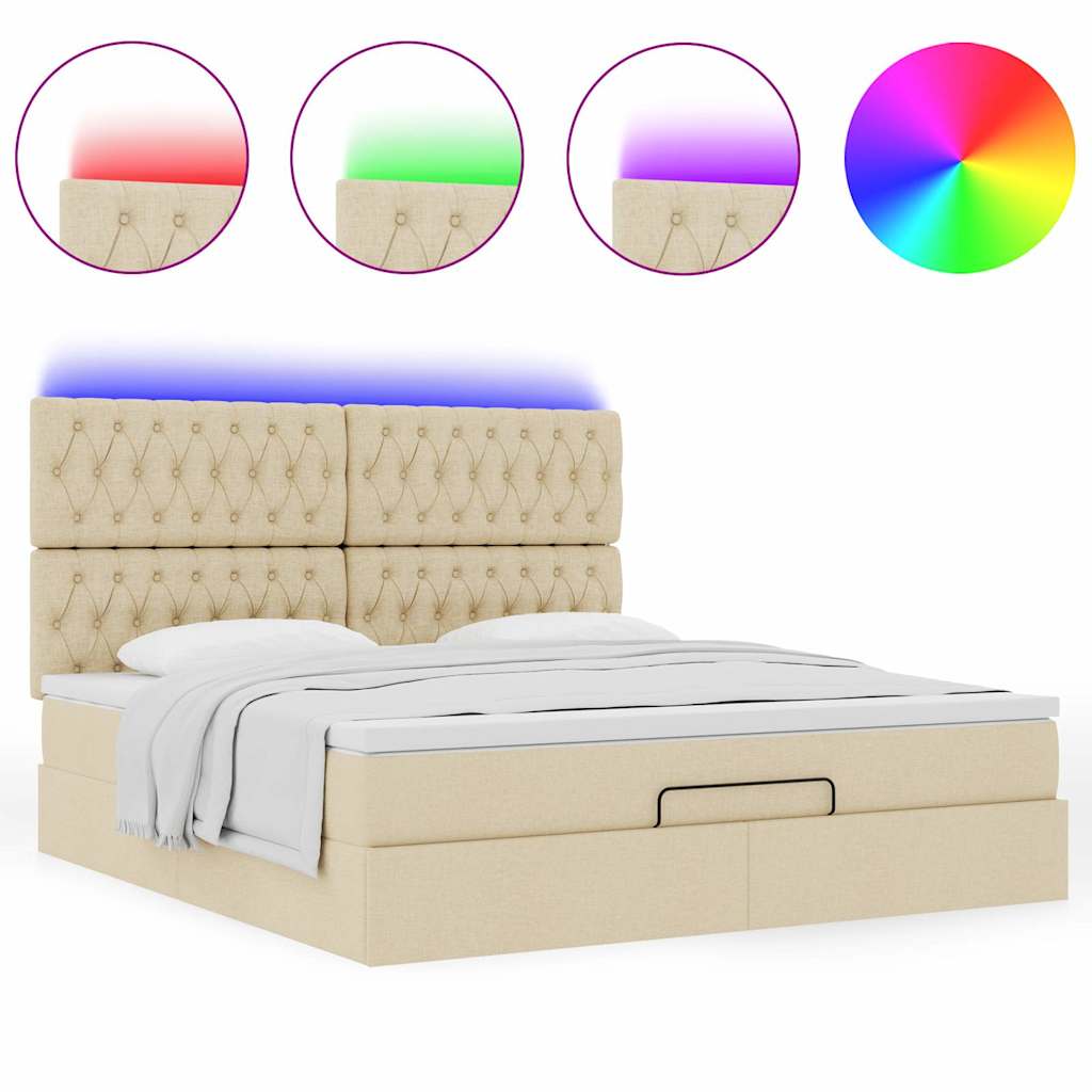 Cadre de lit ottoman avec matelas crème 180x200 cm tissu - XIOS