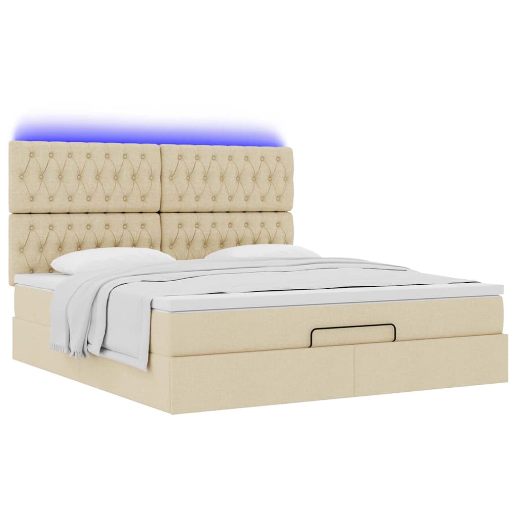Cadre de lit ottoman avec matelas crème 180x200 cm tissu - XIOS