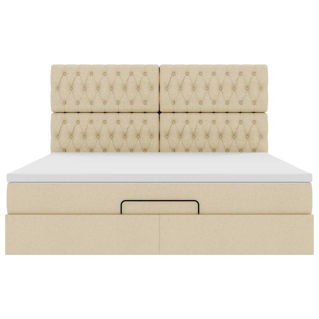 Cadre de lit ottoman avec matelas crème 180x200 cm tissu - XIOS