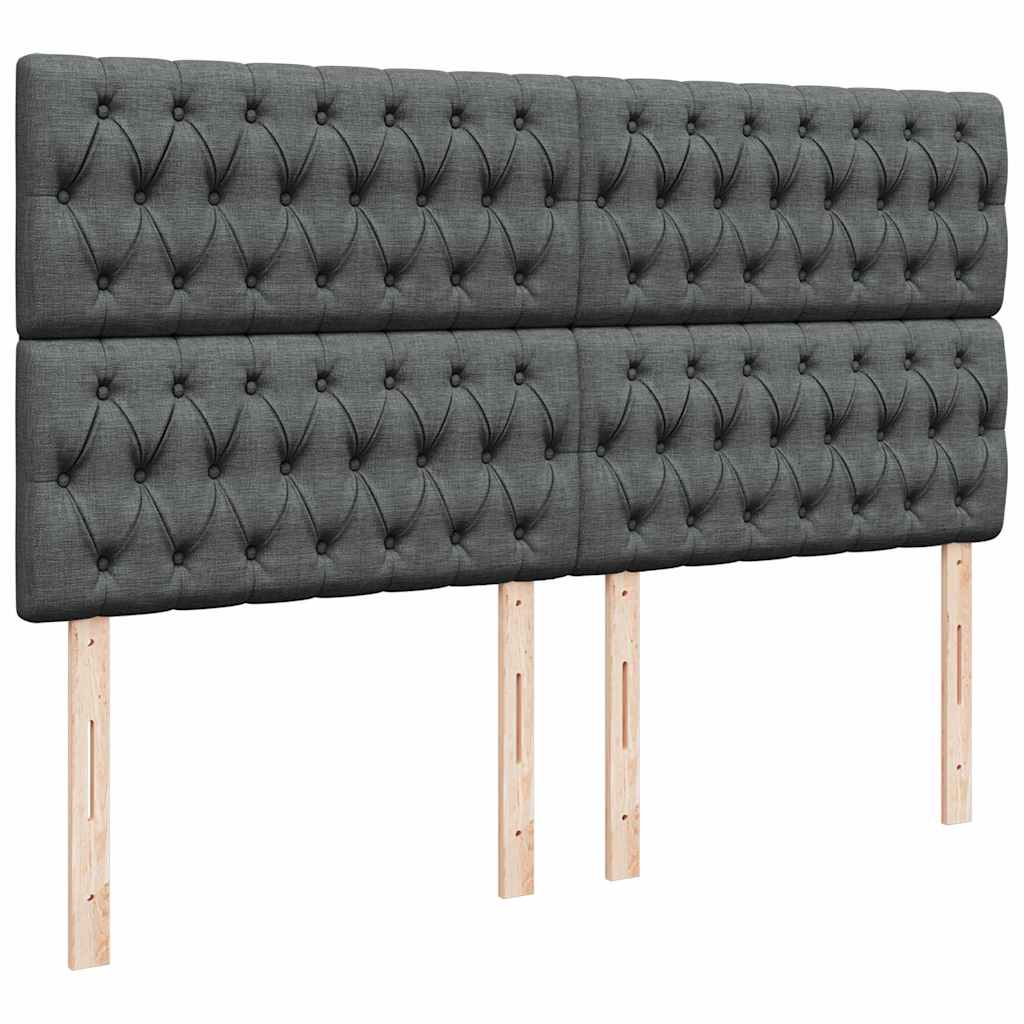 Cadre de lit ottoman avec matelas gris foncé 200x200cm tissu - XIOS