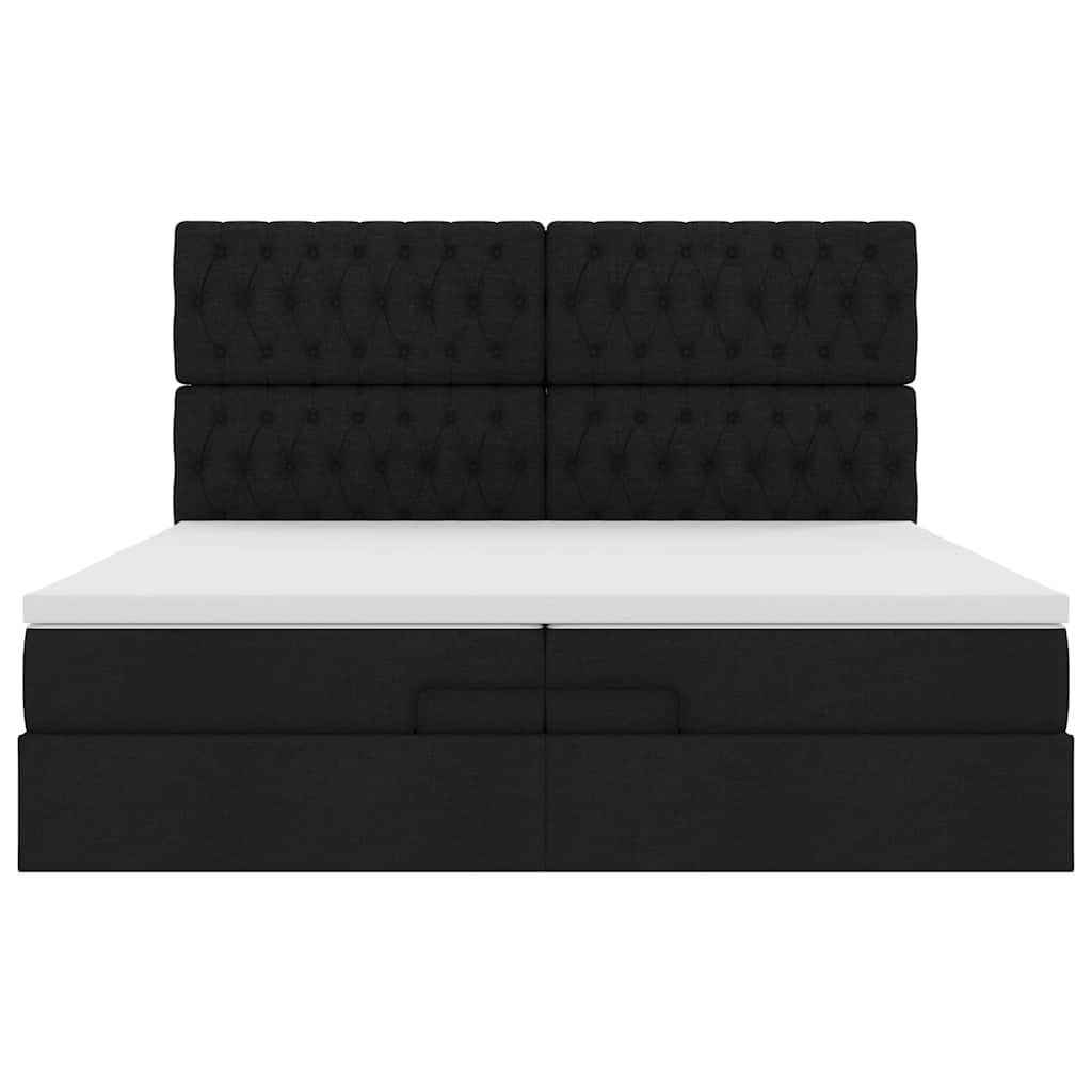 Cadre de lit ottoman avec matelas noir 200x200cm tissu - XIOS