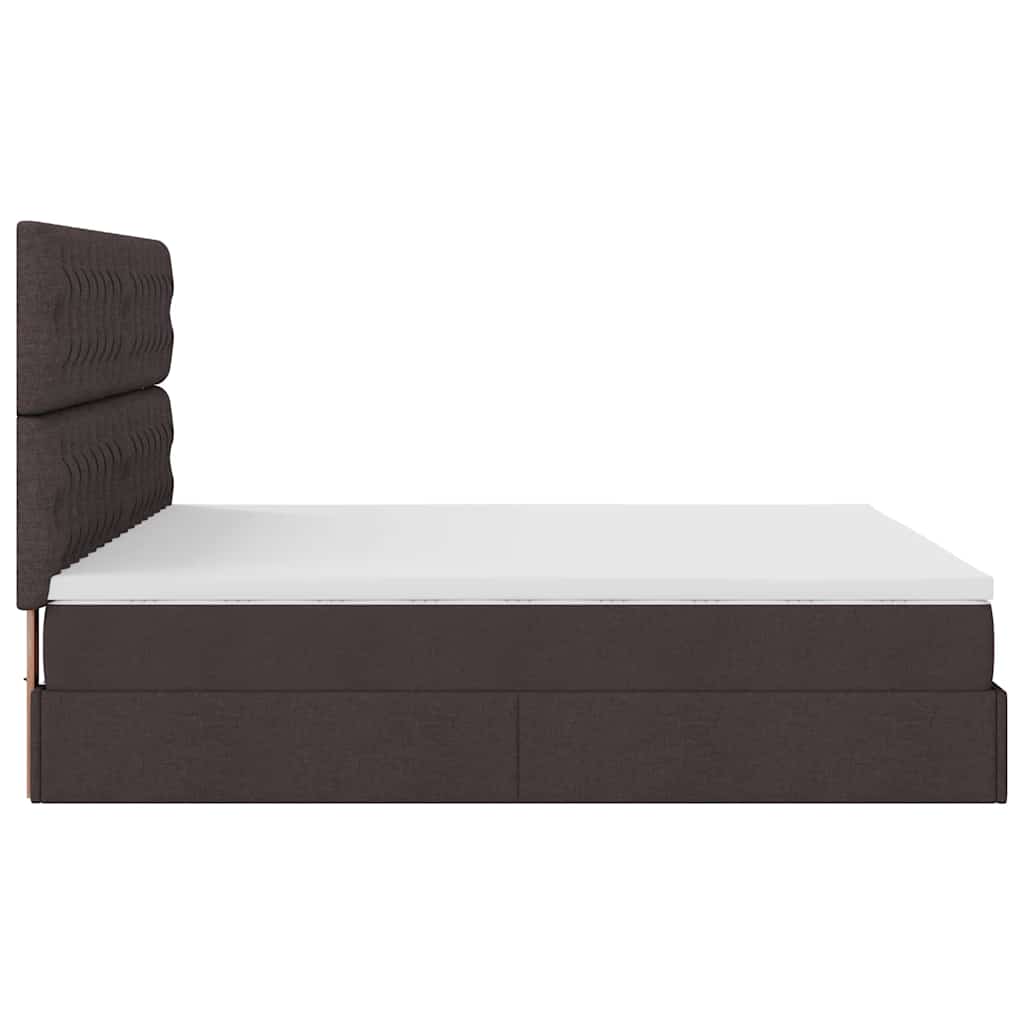 Cadre de lit ottoman avec matelas marron foncé 200x200 cm tissu - XIOS