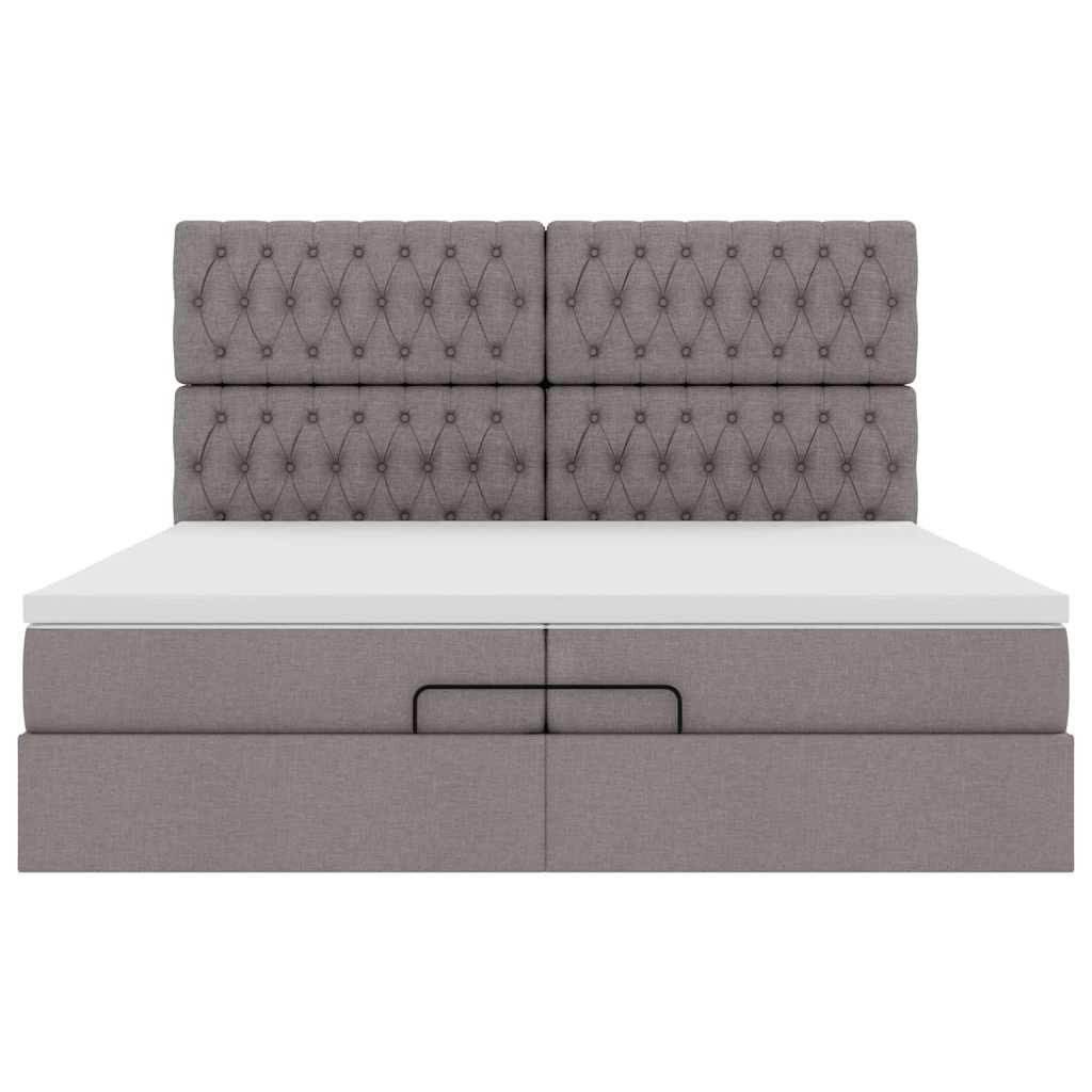 Cadre de lit ottoman avec matelas taupe 200x200cm tissu - XIOS