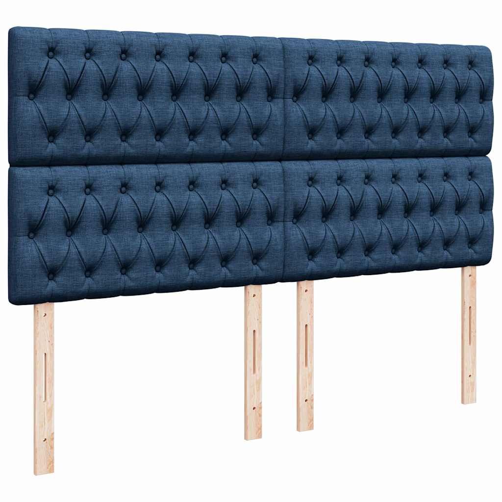 Cadre de lit ottoman avec matelas bleu 200x200cm tissu - XIOS