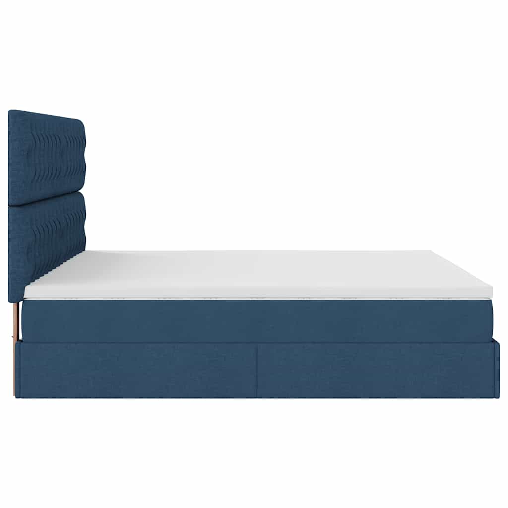 Cadre de lit ottoman avec matelas bleu 200x200cm tissu - XIOS