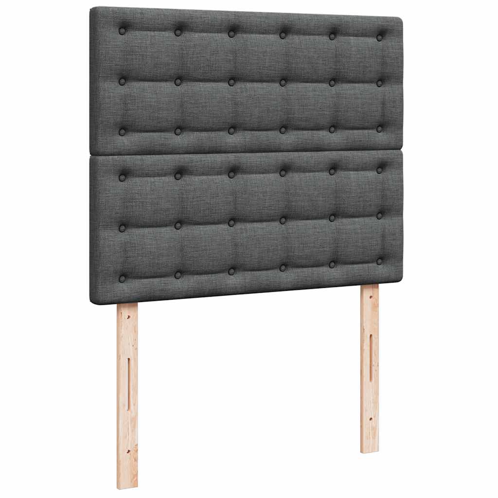Cadre de lit ottoman avec matelas gris foncé 120x190 cm tissu - XIOS