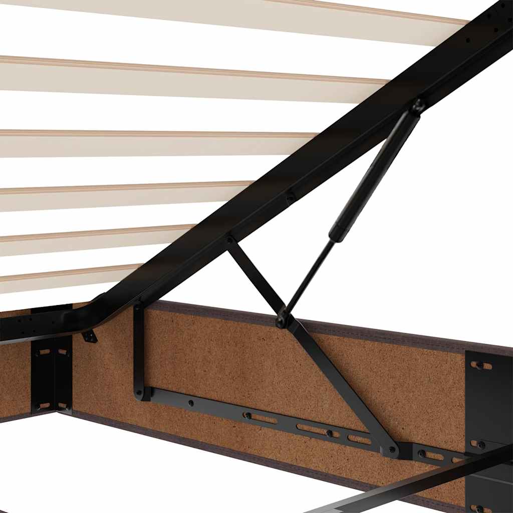 Cadre de lit ottoman avec matelas marron foncé 120x190 cm tissu