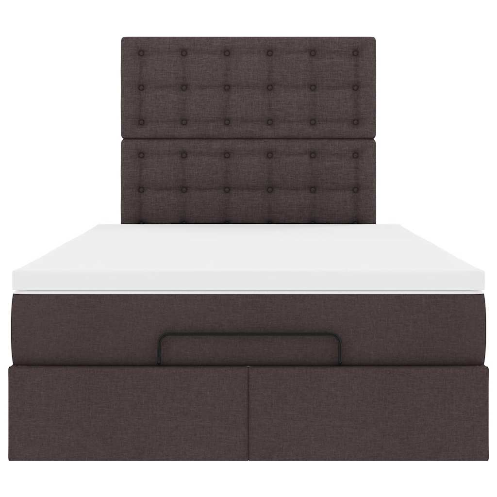 Cadre de lit ottoman avec matelas marron foncé 120x190 cm tissu - XIOS