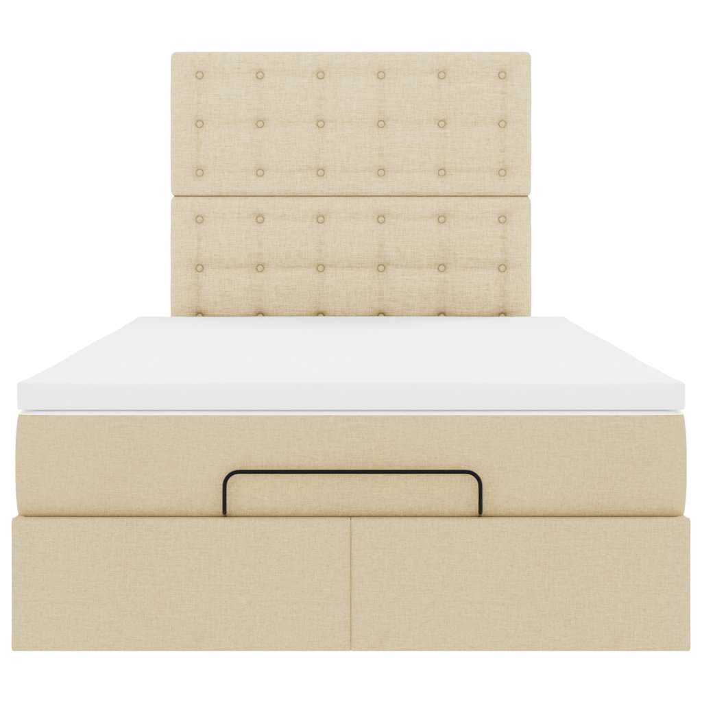 Cadre de lit ottoman avec matelas crème 120x190 cm tissu - XIOS