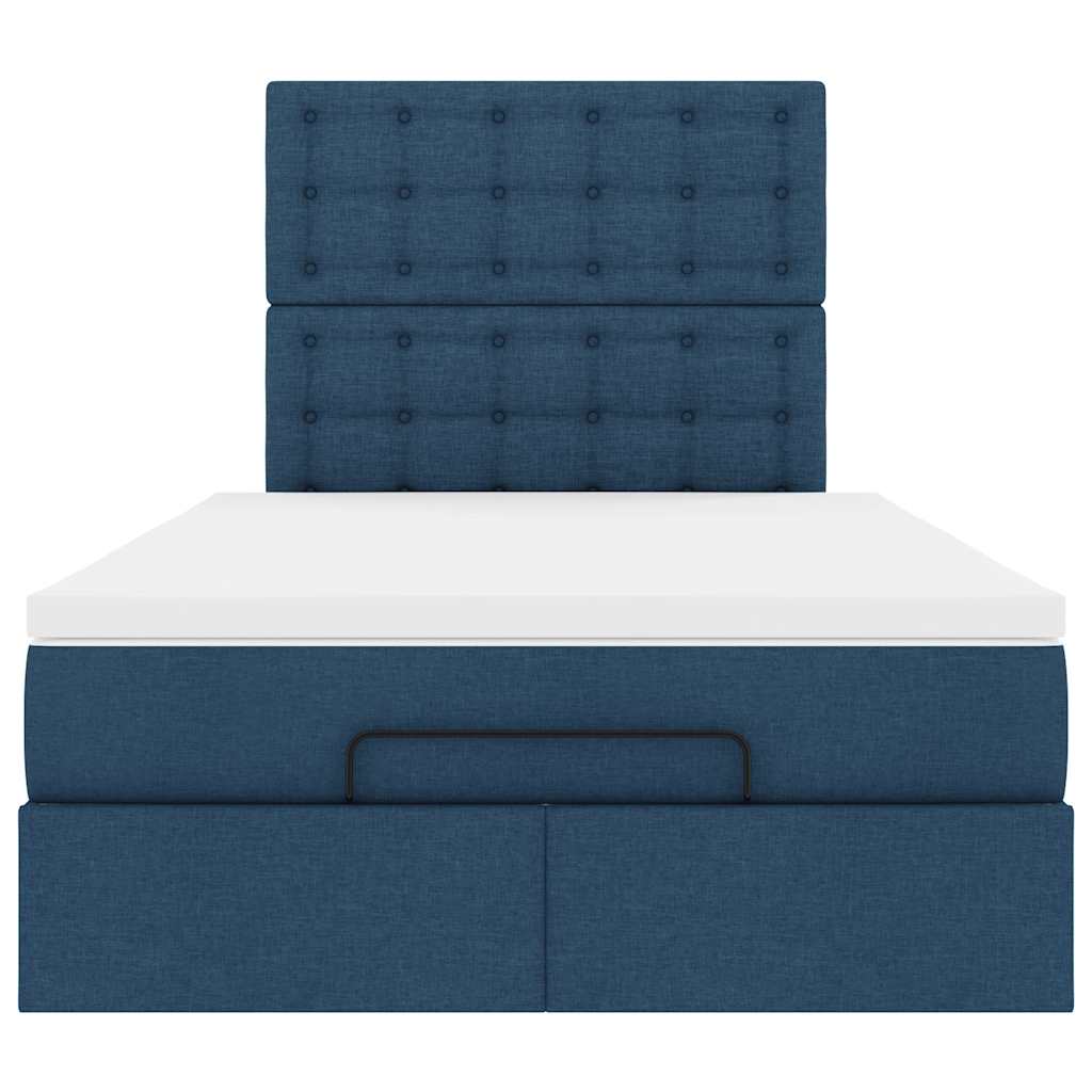 Cadre de lit ottoman avec matelas bleu 120x190 cm tissu - XIOS
