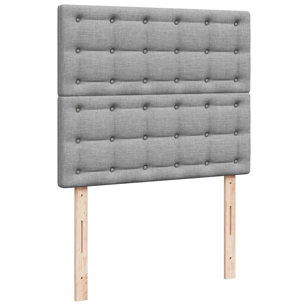Cadre de lit ottoman et matelas gris clair 120x200 cm tissu - XIOS