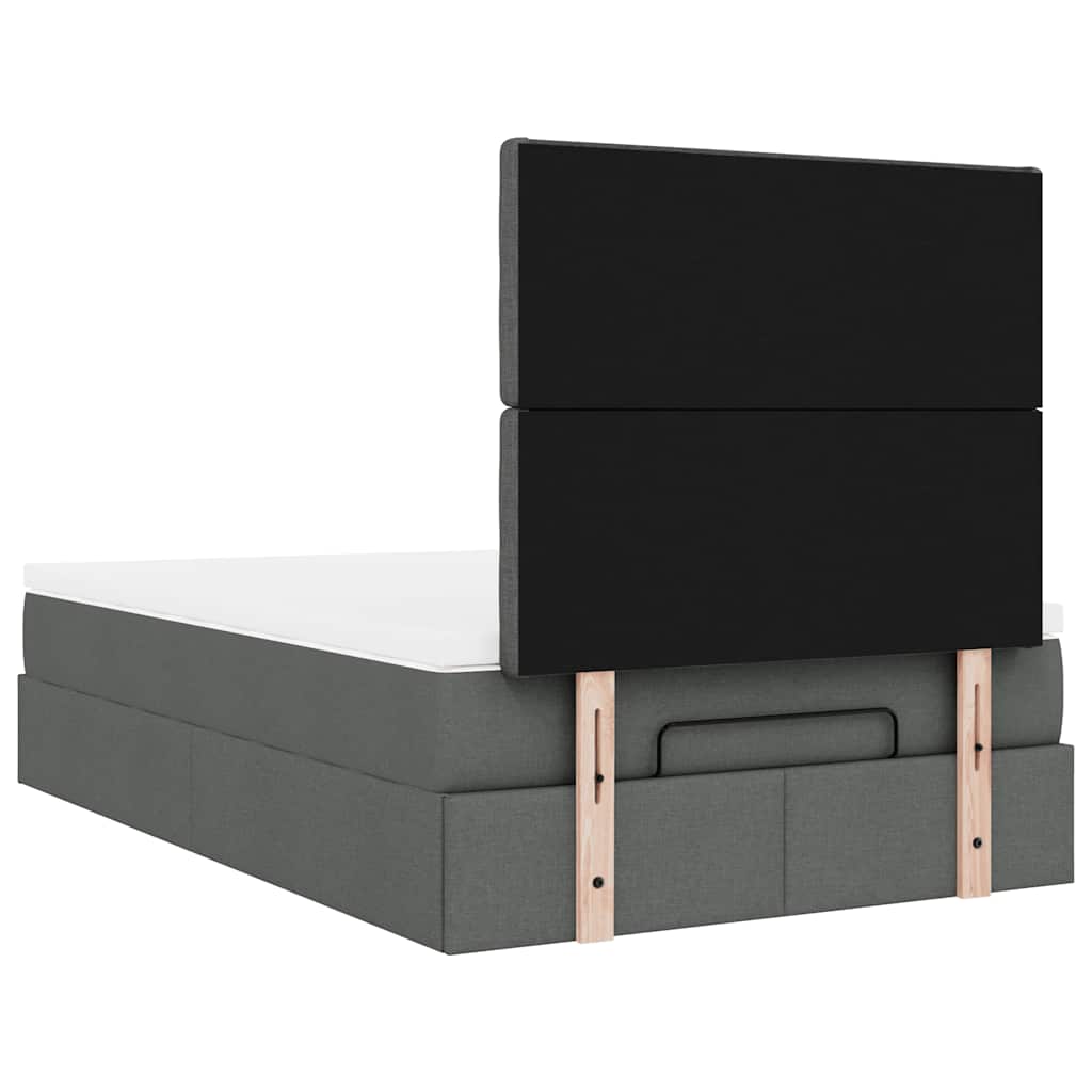 Cadre de lit ottoman avec matelas gris foncé 120x200cm tissu