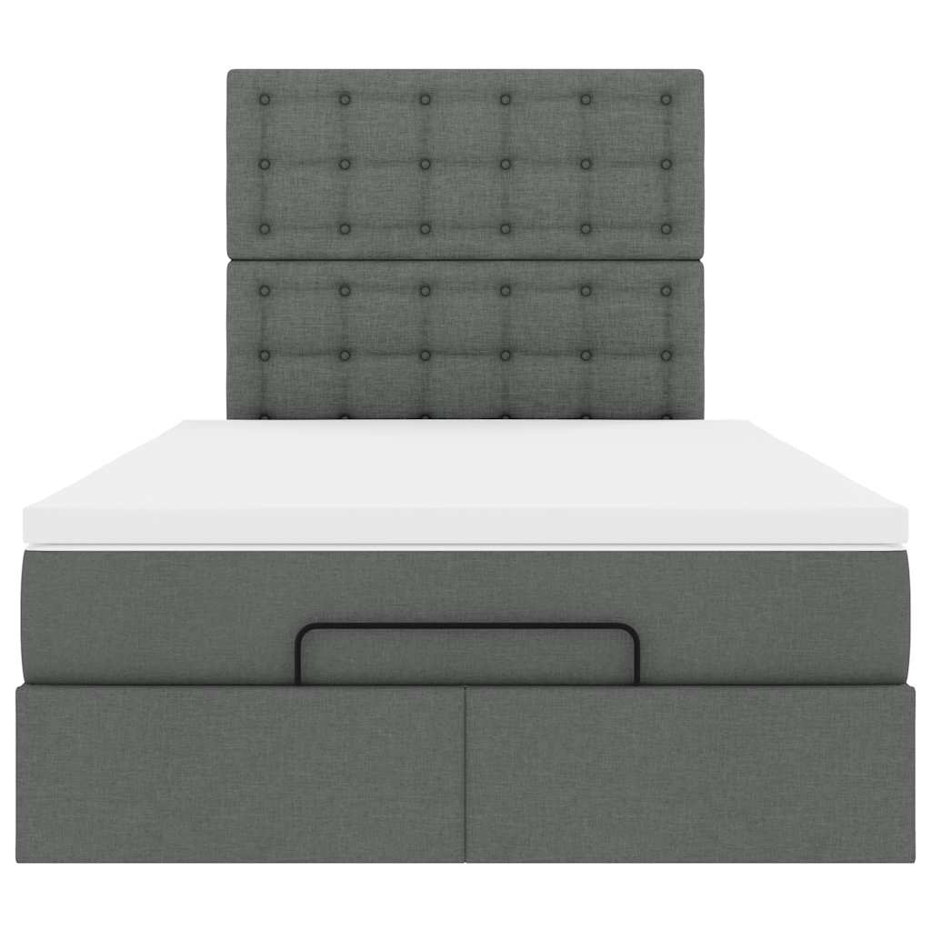 Cadre de lit ottoman avec matelas gris foncé 120x200cm tissu - XIOS