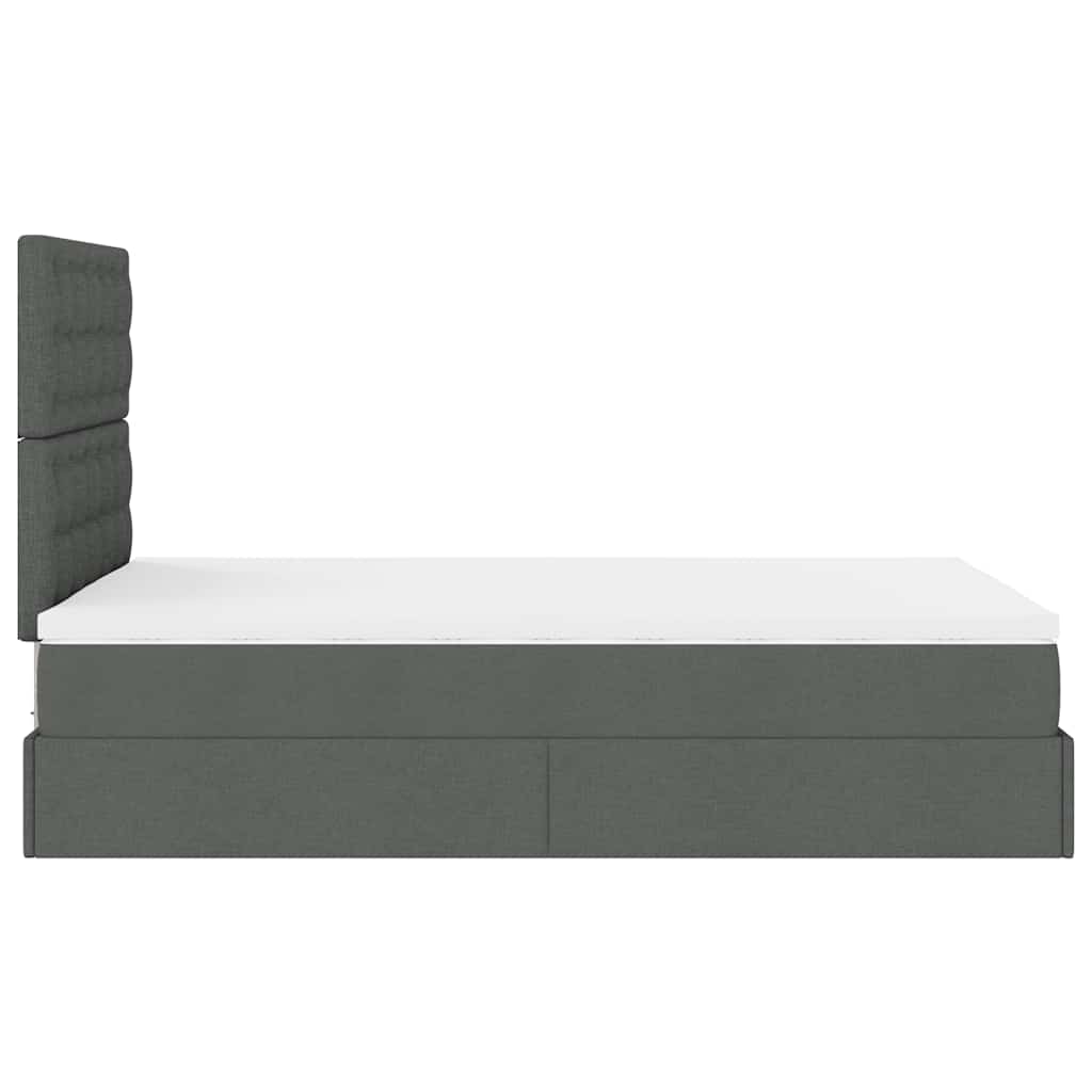 Cadre de lit ottoman avec matelas gris foncé 120x200cm tissu - XIOS