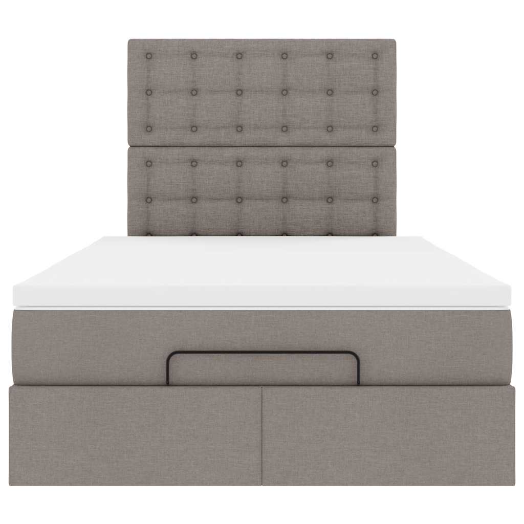 Cadre de lit ottoman avec matelas taupe 120x200 cm tissu - XIOS