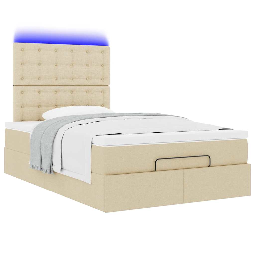 Cadre de lit ottoman avec matelas crème 120x200cm tissu - XIOS