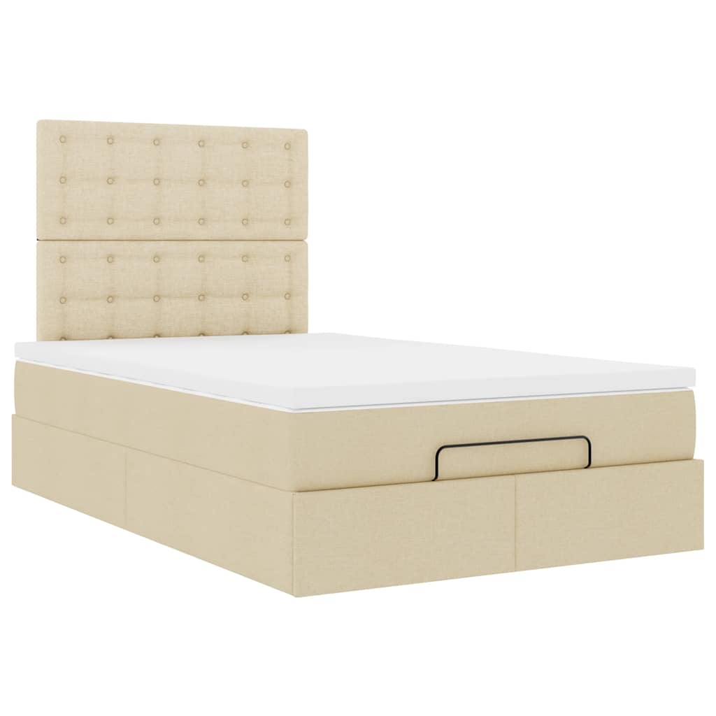 Cadre de lit ottoman avec matelas crème 120x200cm tissu - XIOS